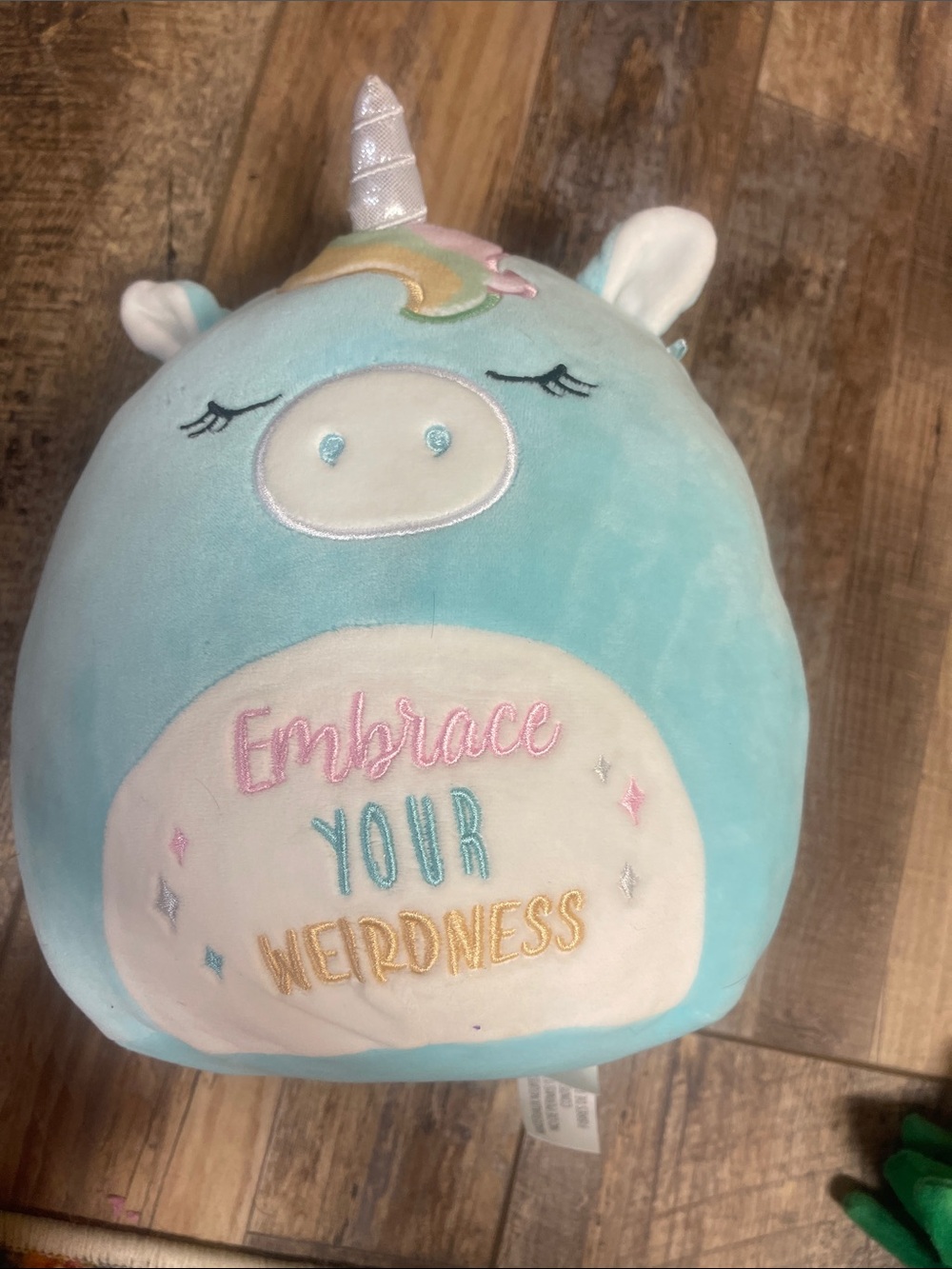 Squishmallows Light Blue Unicorn Plush Backpack with Pastel Accents